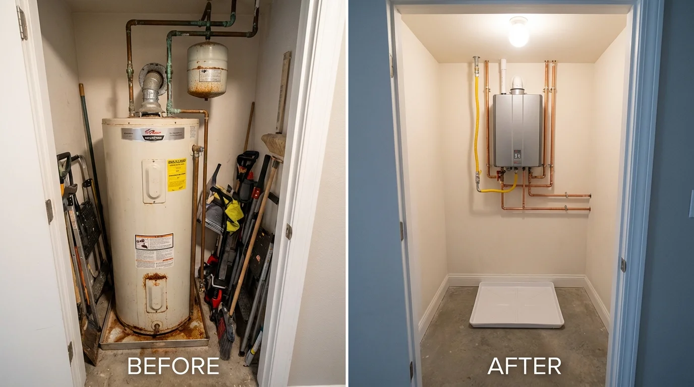 Tank water heater versus wall-mounted tankless unit comparison for Maple Shade, NJ homeowners